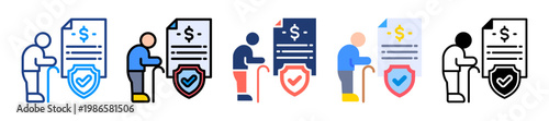 Retirement Policy Icon Sheet Multiple Style Collection 