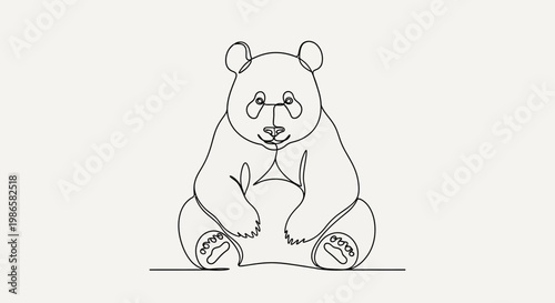 Cute Panda Bear Sitting Alone.