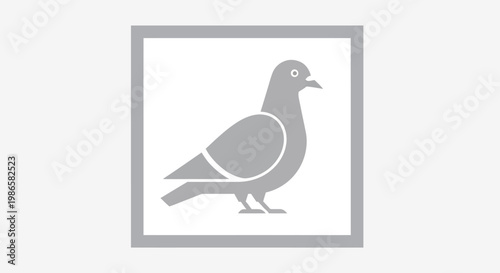 Gray Pigeon Bird Icon Profile View.