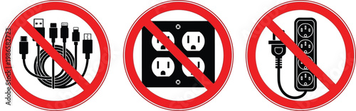 No electrical cords or outlets allowed sign
