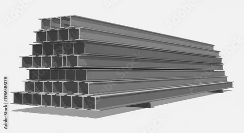 Obraz Steel beams are stacked neatly in a warehouse setting.