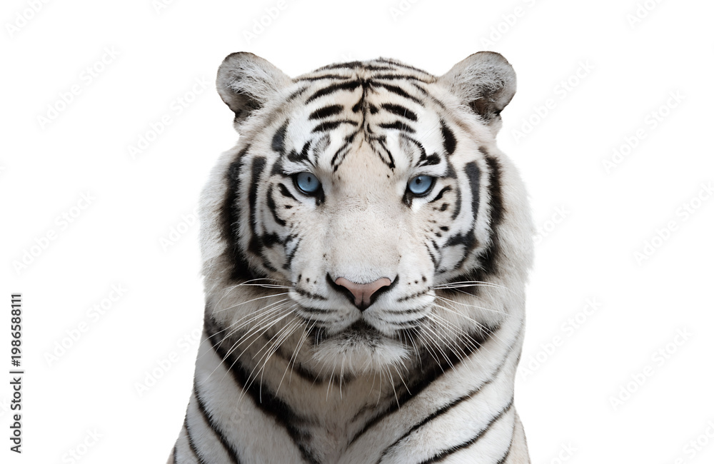 Obraz premium Majestic tiger with piercing gaze and striking black stripes