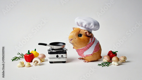 cartoon rabbit cooking on isolated white background.ai 