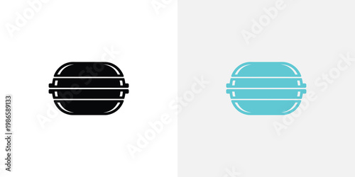 Black and cyan grill barbecue symbol