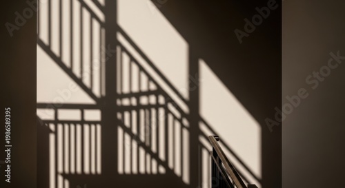 Shadows of Staircase Railing Abstract Light and Shadow