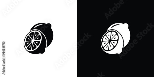 Black and white citrus fruit with slices lemon