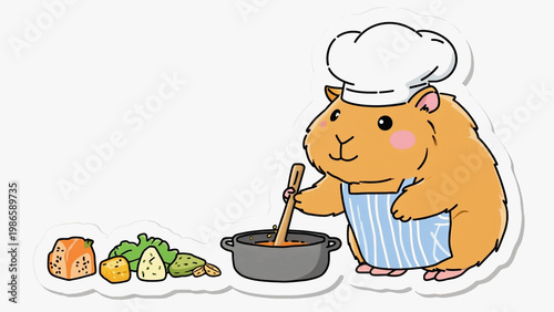 cartoon rabbit cooking on isolated white background.ai 
