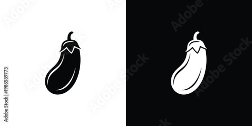 Black and white eggplant on split background vegetable 2