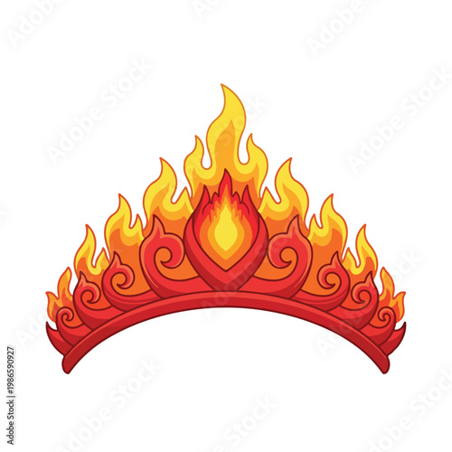 A fiery tiara with orange and yellow flames