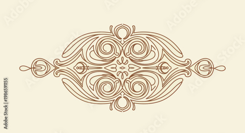 Elegant Ornate Swirl Design Element Decorative Motif.