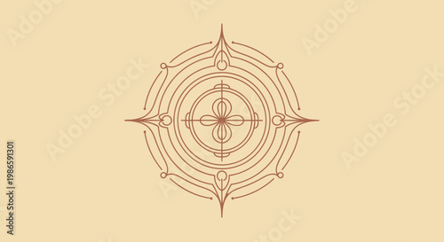 Intricate Circular Geometric Design with Symmetrical Patterns and Ornate Details.