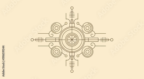 Intricate Geometric Mandala Design with Abstract Symmetrical Patterns.
