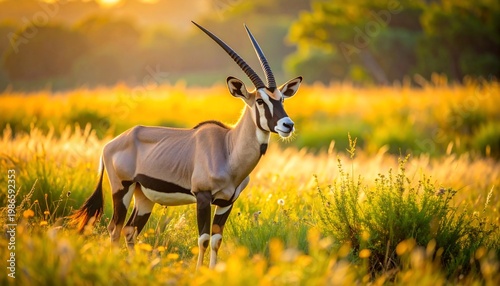 Gemsbok in Golden Grass.