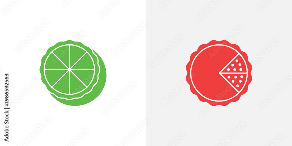 Obraz premium Green lime and red pizza slice slices