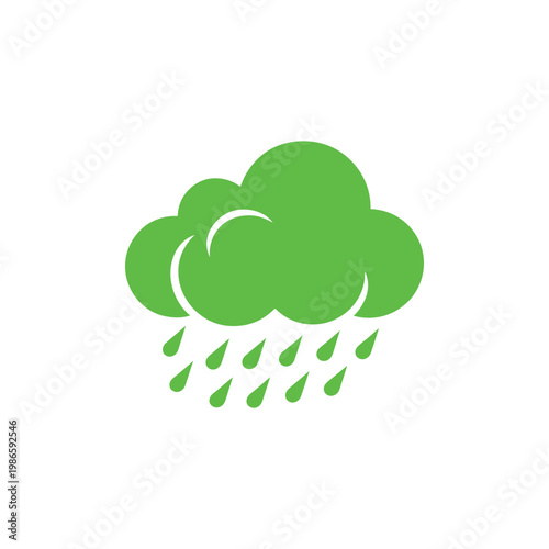 Green cloud with raindrops weather