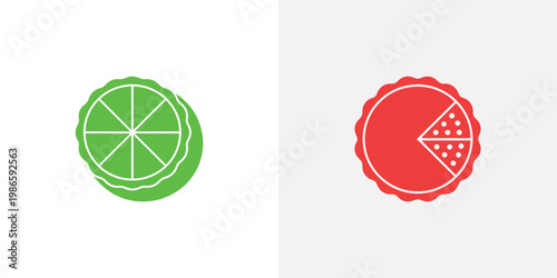 Green lime and red pizza slice slices