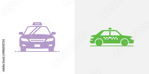 Purple and green taxi car vehicle