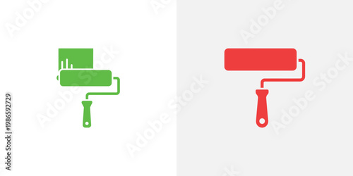 Paint roller green and red painting tool