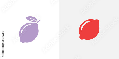 Purple and red mango fruits illustration on white