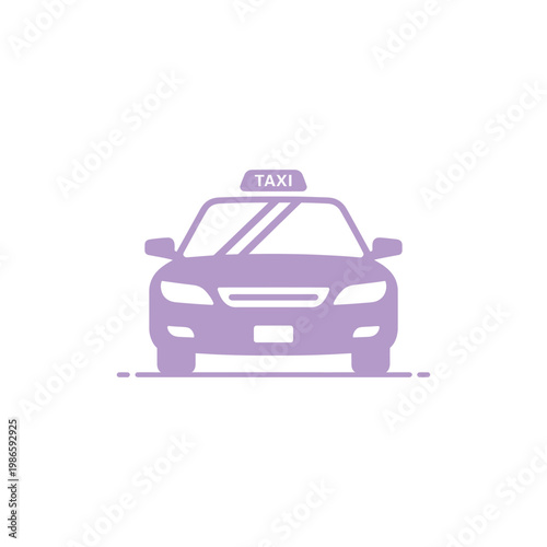 Purple taxi car with taxi sign on vehicle transportation