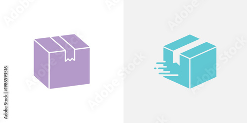 Two colorful boxes with ribbons on a plain background for business or gift concepts