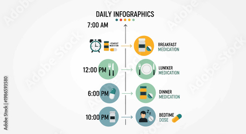 Daily infographic illustration shows meal times and routine schedule