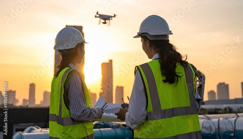 Engineers Using Drone.