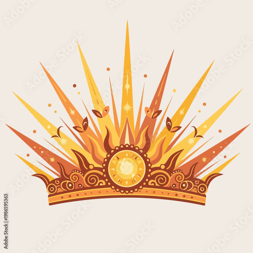 A golden crown with orange and yellow spikes
