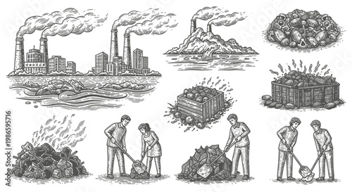 Industrial Pollution and Resource Extraction Scenes
