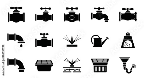 Watering And Plumbing Icons Collection