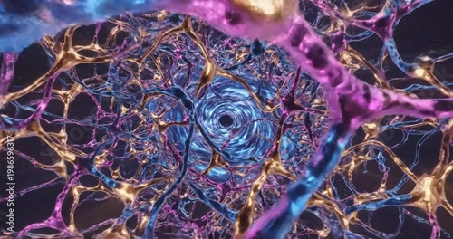 Abstract representation of neural networks with vibrant colors and dynamic motion effects