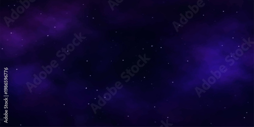 Blue space background with stars and clouds, glowing galaxy nebula in a dark universe starfield illustration