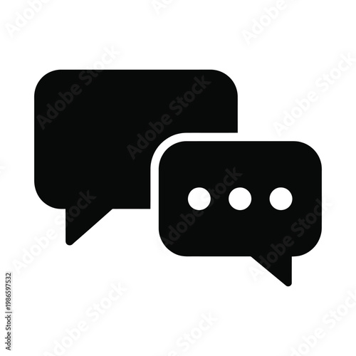 Black chat bubbles icon for conversation or messaging
