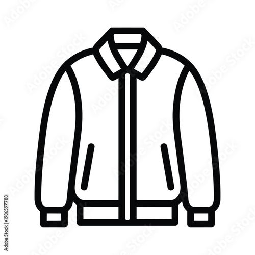 Black line drawing of a zip up jacket