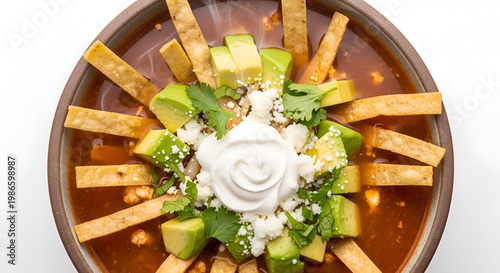 Delicious bowl of tortilla soup.