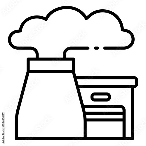 factory icon. industrial factory building with smoke. manufacturing and production. industry and commerce