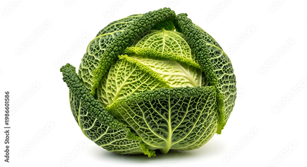 Fototapeta premium Fresh green cabbage on white background.