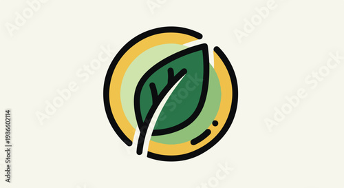 A green leaf in a circular design