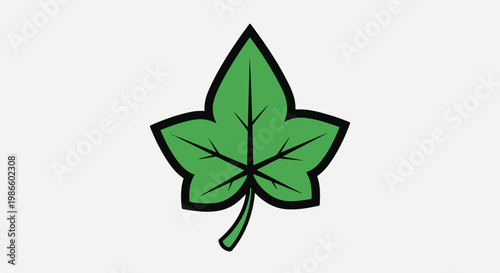 A green leaf with a black outline