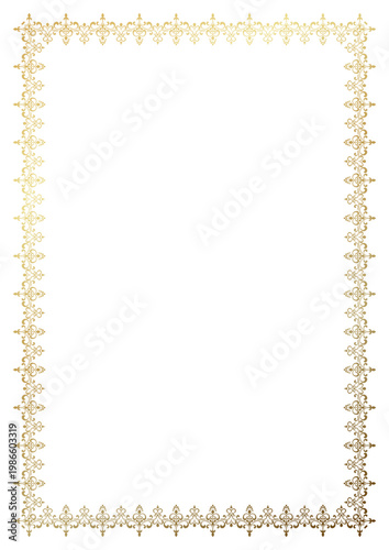 Gold frame with Thai patterns and decorative border.