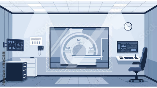 Modern Medical Imaging MRI Scan Room, Healthcare Technology, Diagnostic Equipment