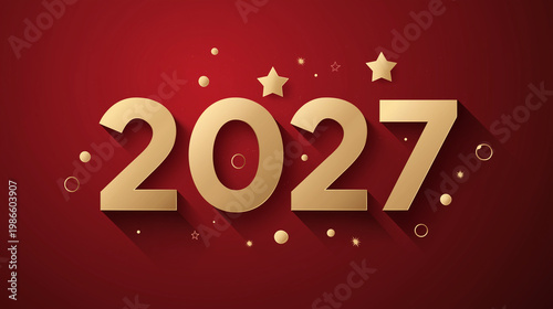 Happy New Year 2027 Letter Banner Vector Illustration for Landing Page, Greeting Card, and Poster Design