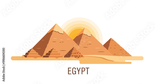 Egyptian Pyramids Under a Setting Sun