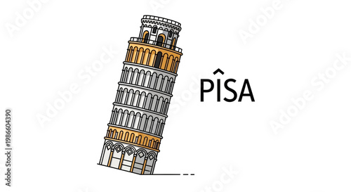 Leaning Tower of Pisa Silhouette