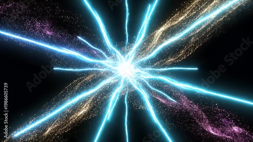 Wallpaper Mural Two parallel glowing blue energy lines on black background Torontodigital.ca