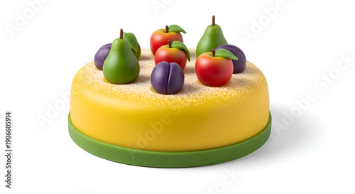 Delicious cake with fruit on top.