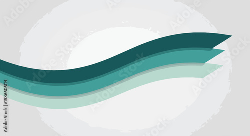 A stylized wave design with teal and green hues