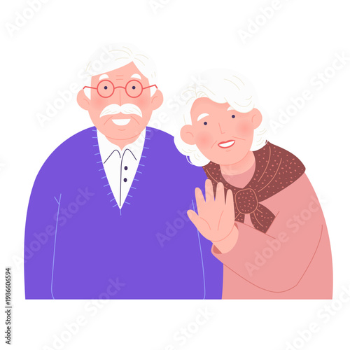 Cute grandpa and grandma