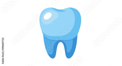 A clean and healthy stylized blue tooth illustration on a white background, representing oral hygiene and dental care.