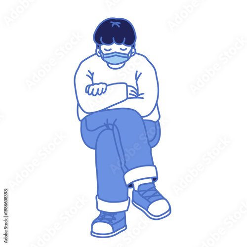 Man nodding off with face mask